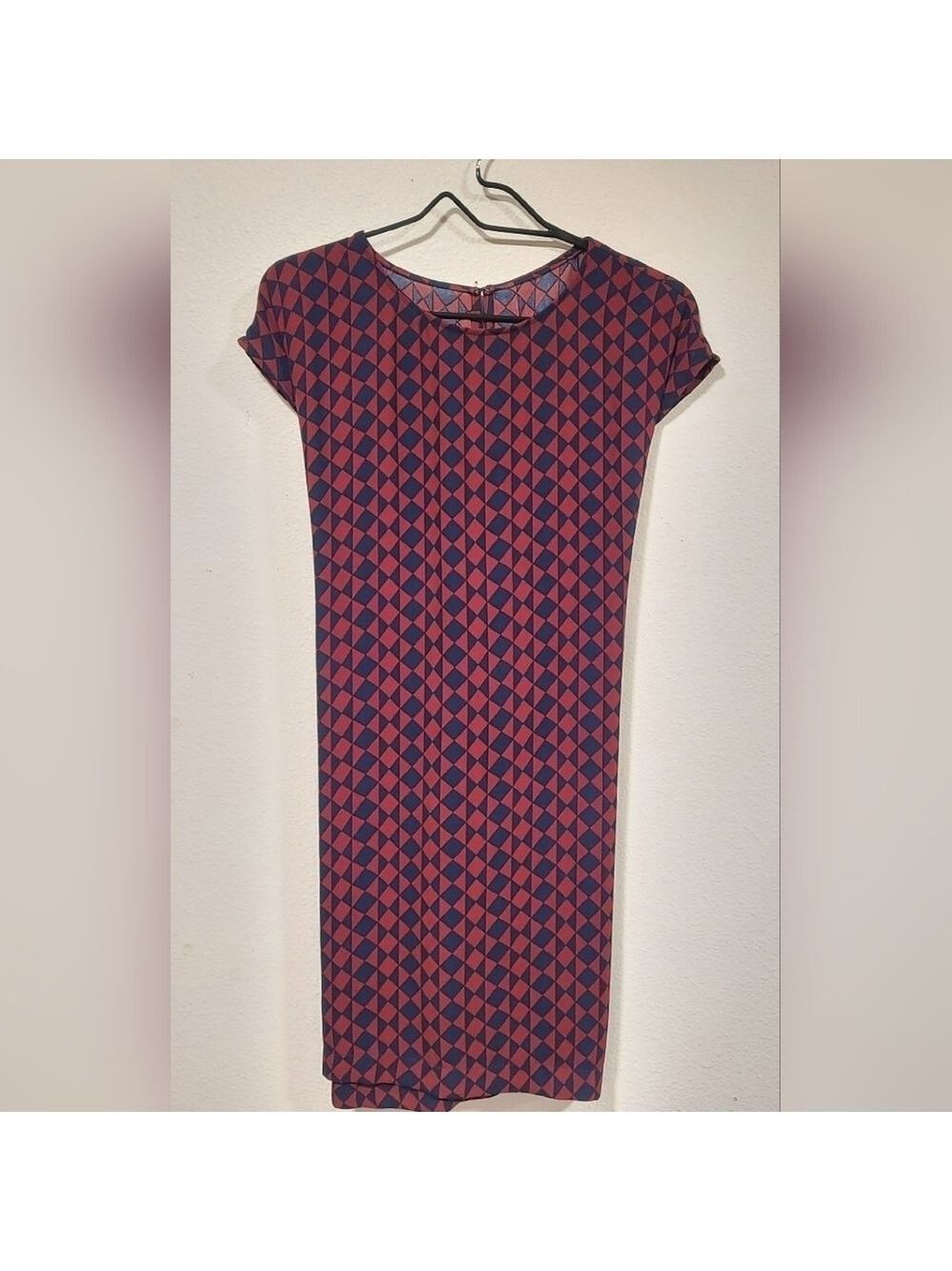 Forever 21 Geometric Patterned Dress Red Blue Sz Large